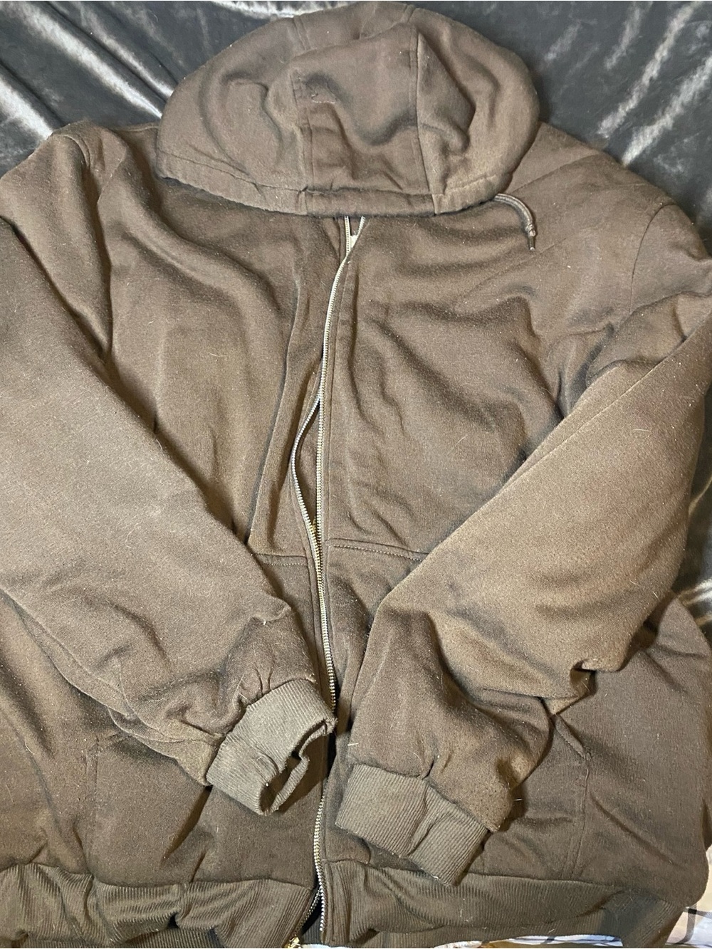 Men's Brown Zip-Up Hooded Sweater Jacket